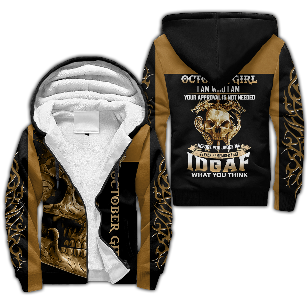 October Girl Skull 3D All Over Printed Shirts For Men and Women MH28062101