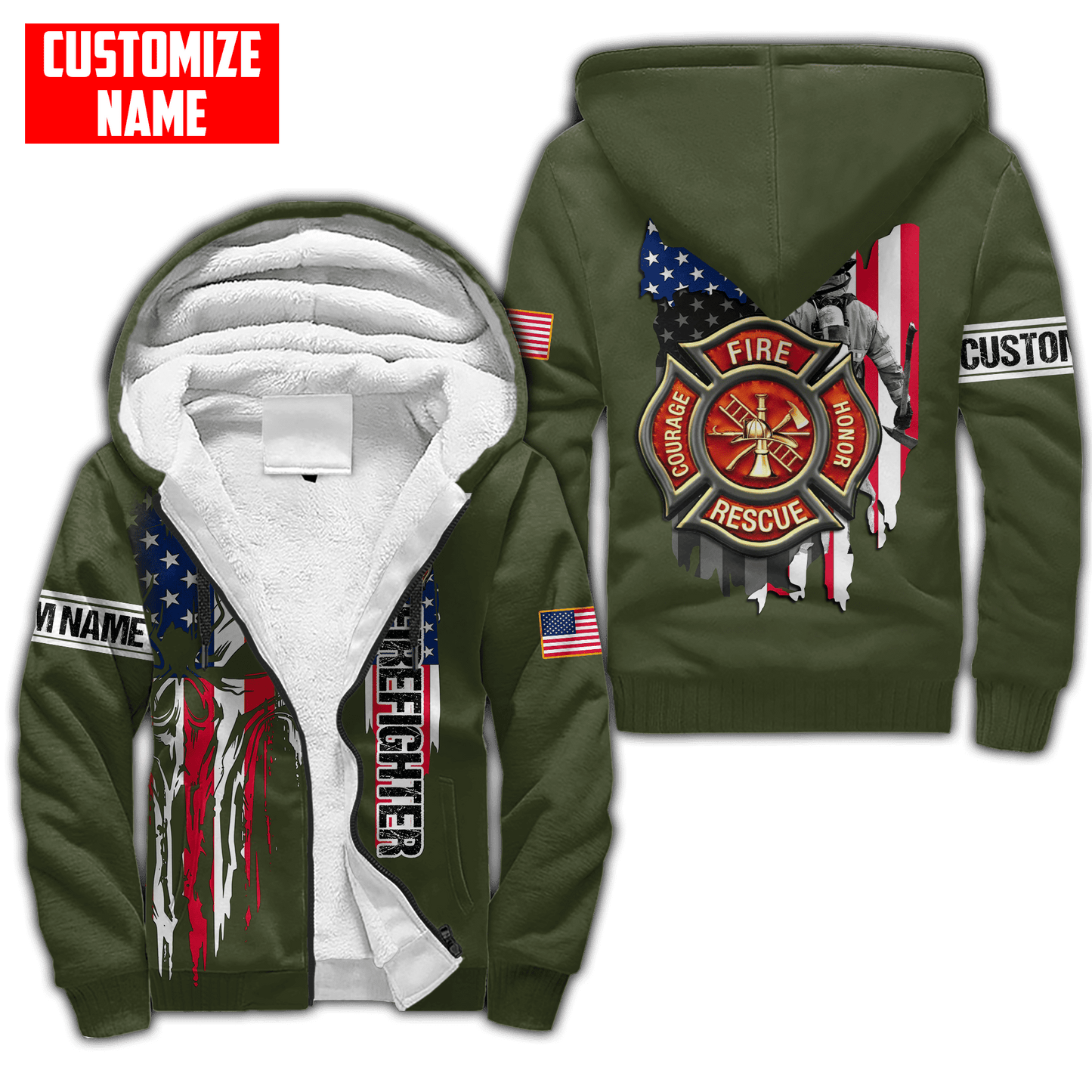 Customize Name Firefighter 3D All Over Printed Unisex Shirts