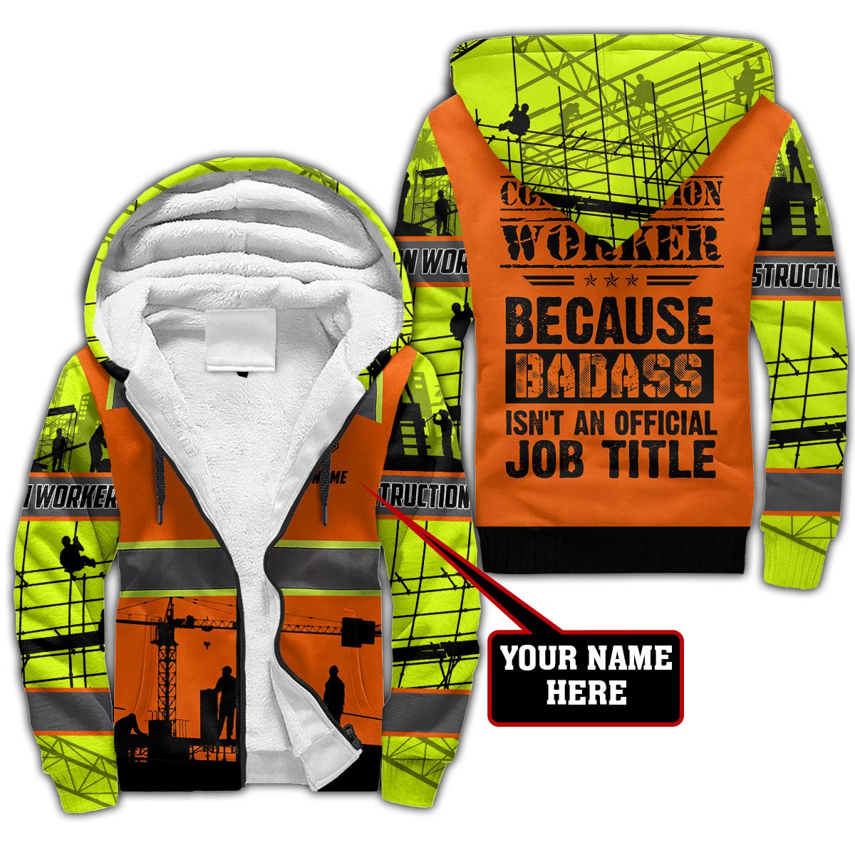 Premium Personalized 3D Printed Badass Construction Worker Shirts MEI