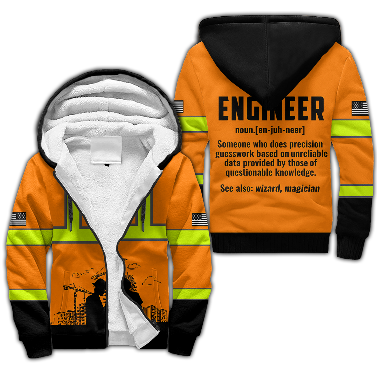 Construction Worker Orange Safety 3D printed shirts