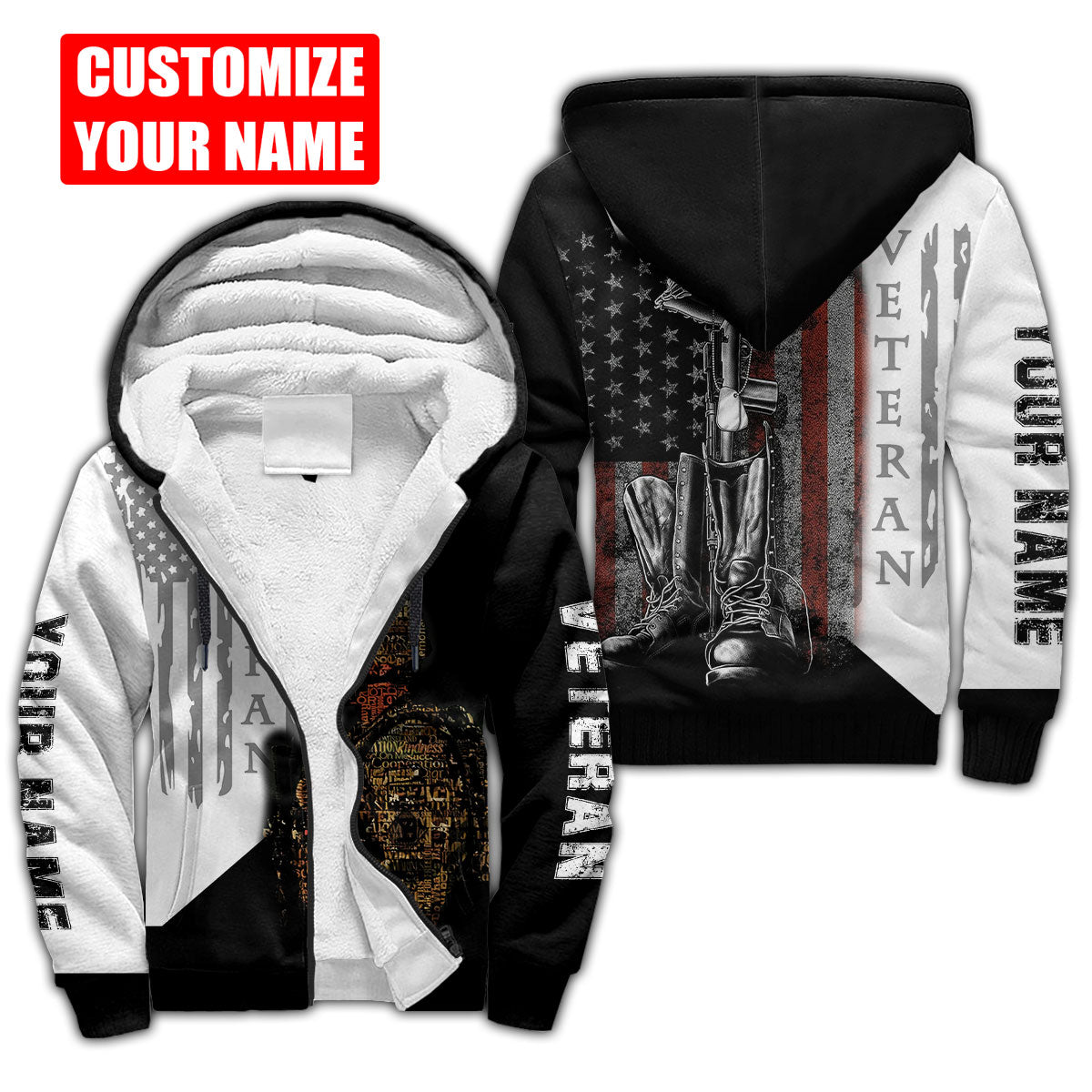 Custom Name US Veteran 3D All Over Printed Unisex Shirts