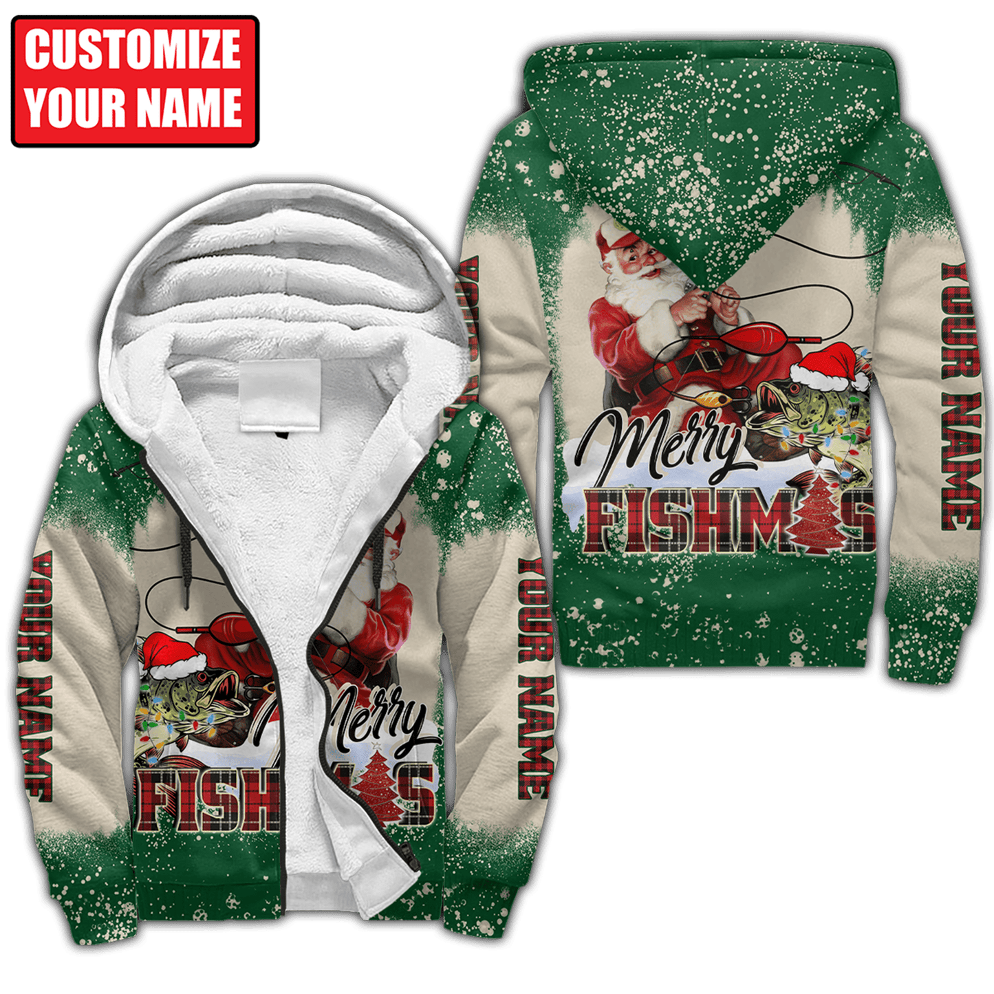 Customized Name Merry Fishmas 3D All Over Printed Unisex Shirts
