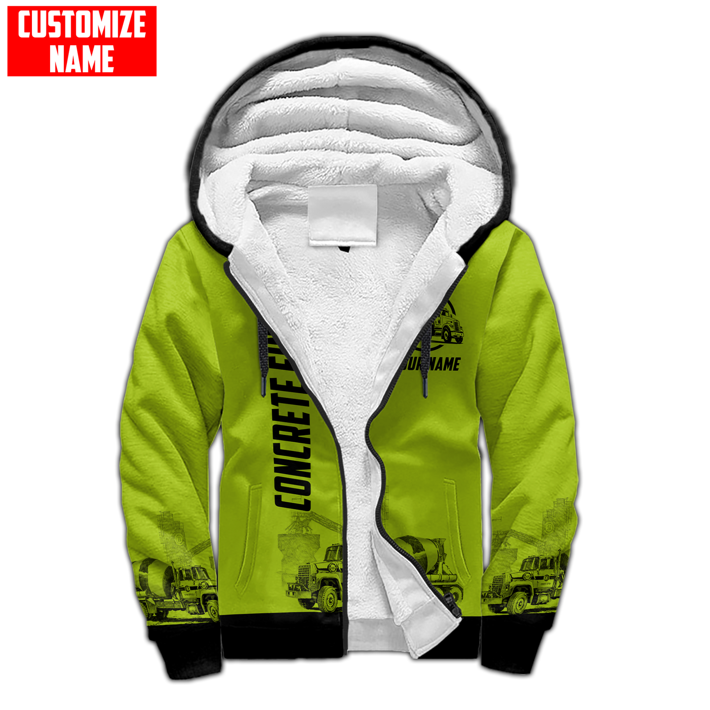 Concrete Finisher Green Safety Custom name 3D printed shirts