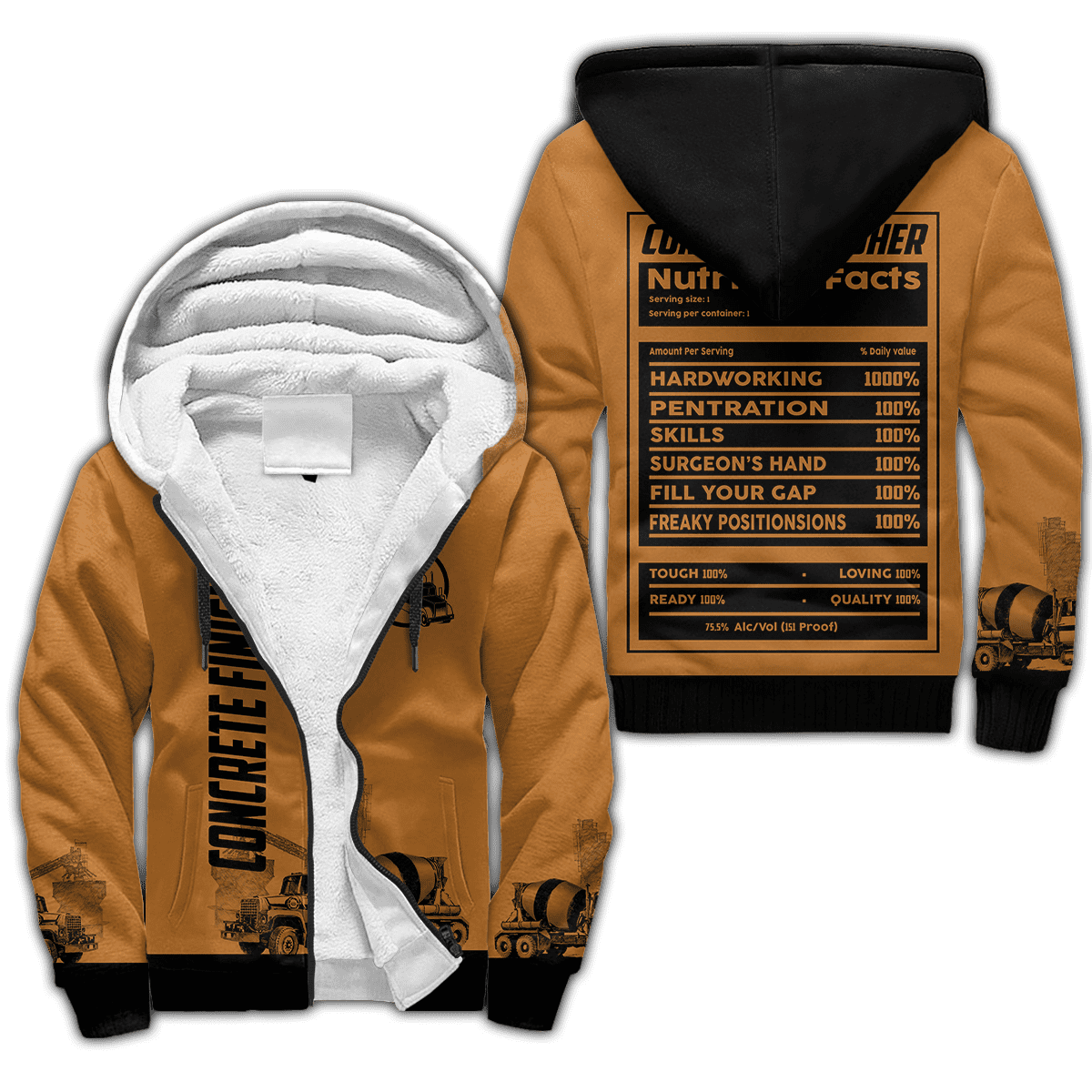 Concrete Finisher Nutrition Facts 3D printed shirts