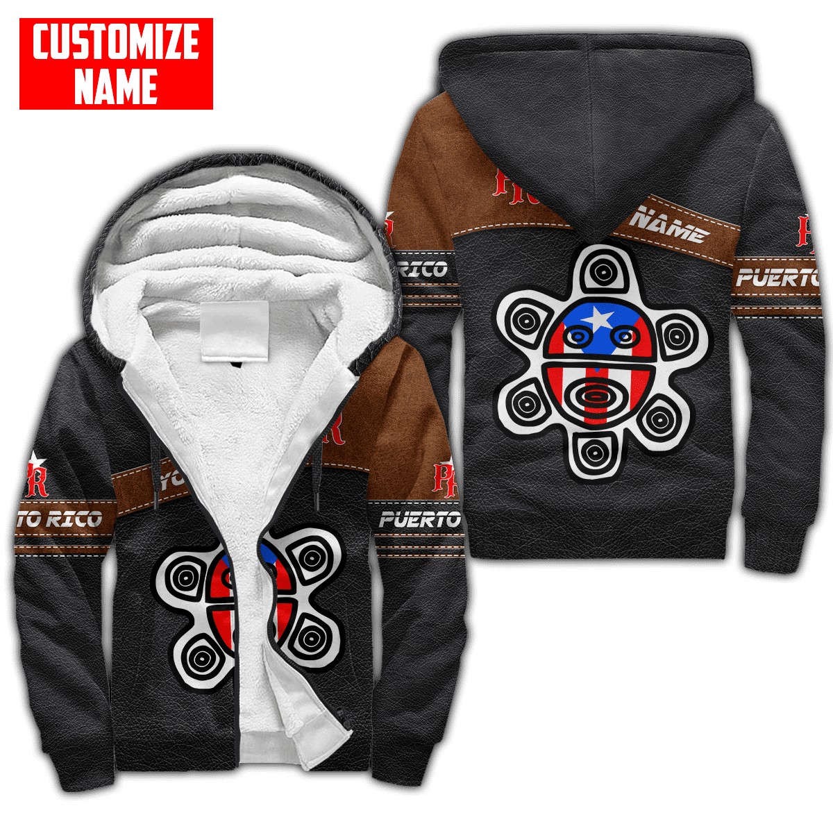 Customize Name Puerto Rico For Men And Women Fleece Zip-up Hoodie