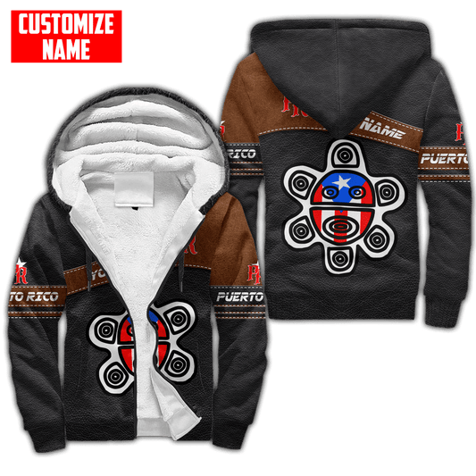 Customize Name Puerto Rico For Men And Women Fleece Zip-up Hoodie