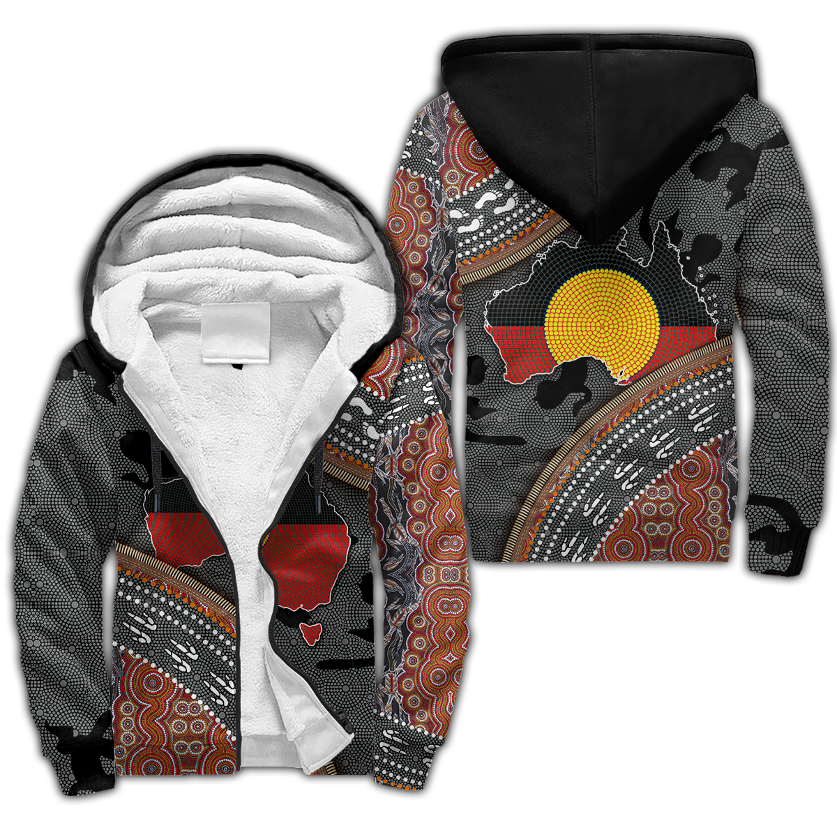 Custom name Aboriginal dots Zip pattern 3D design printed winter shirts