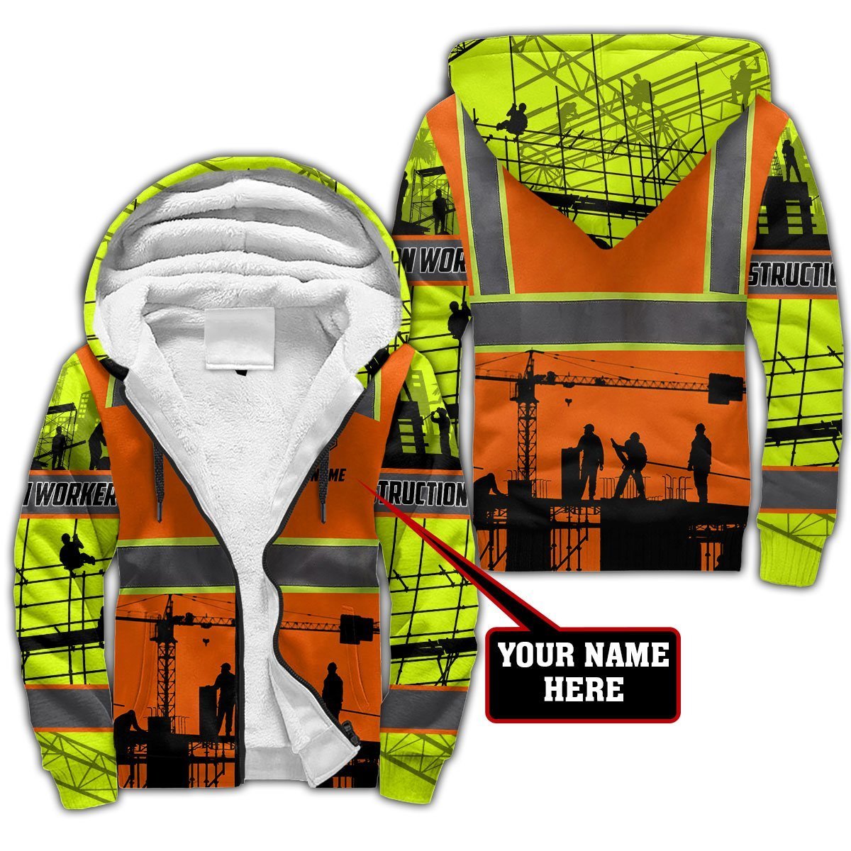 Construction Worker Safety Custom name 3D Printed Shirts