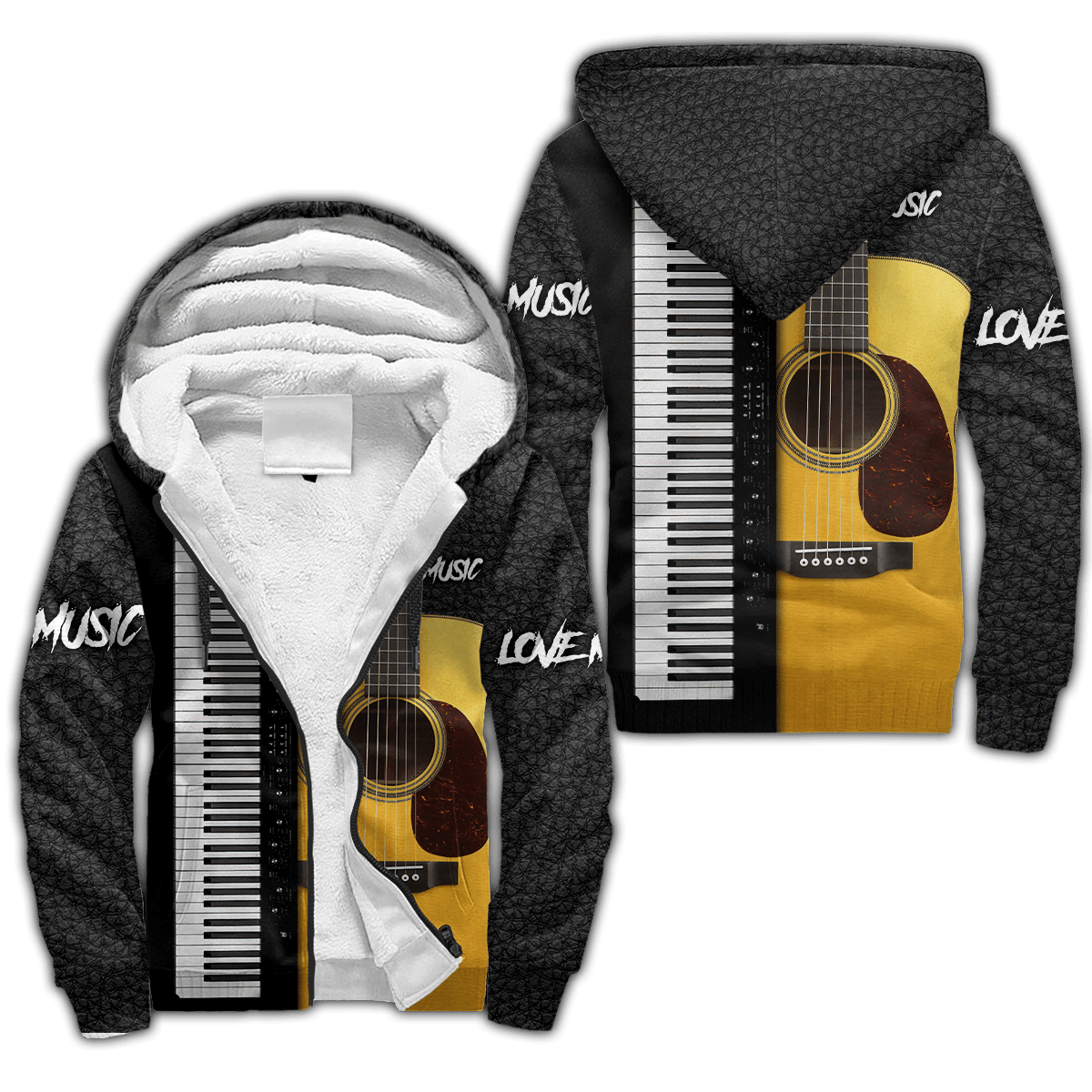 Piano Guitar Musical Instrument 3D All Over Printed Hoodie For Men And Women