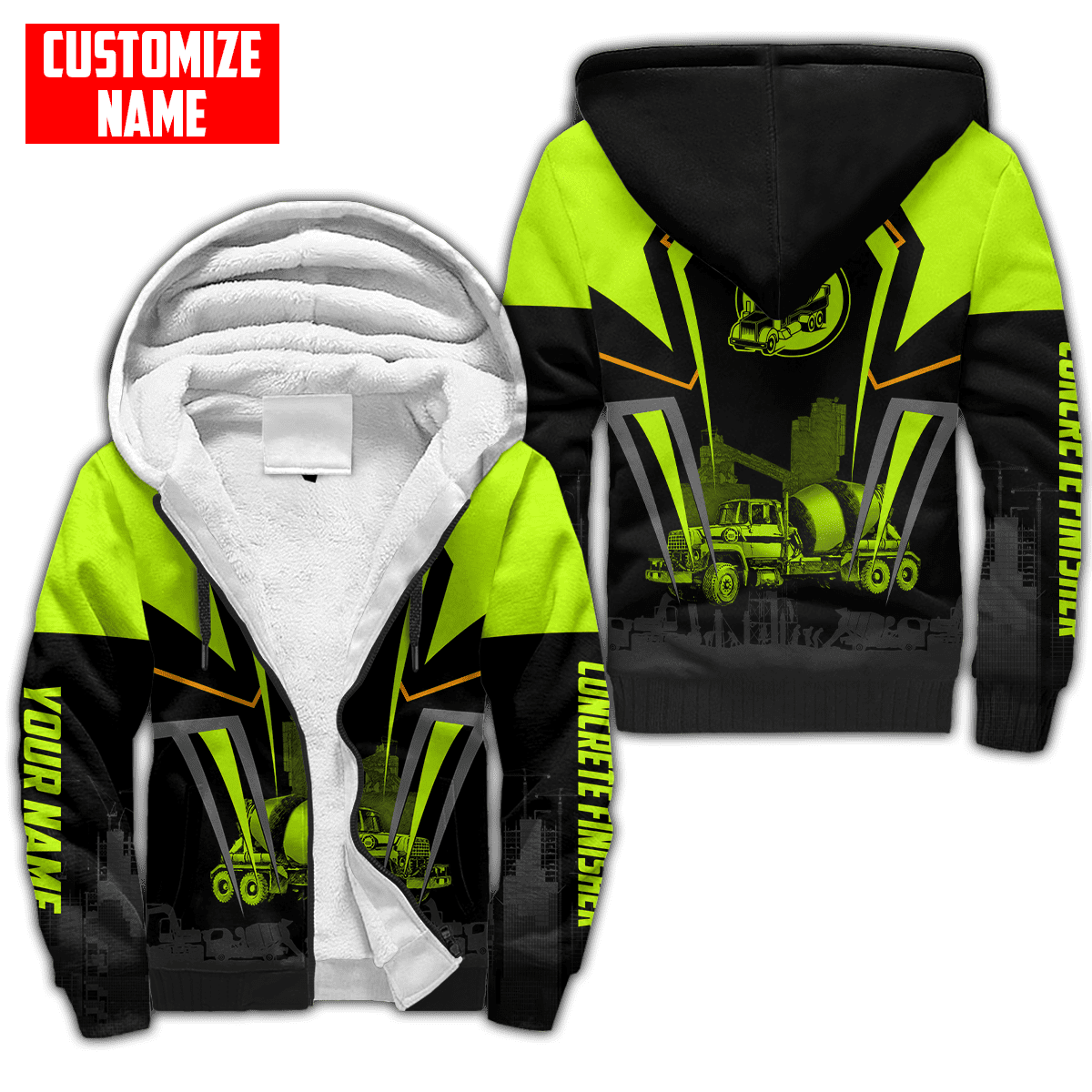 Concrete Mixer Green Customized name Concrete Finisher 3D Printed Shirts