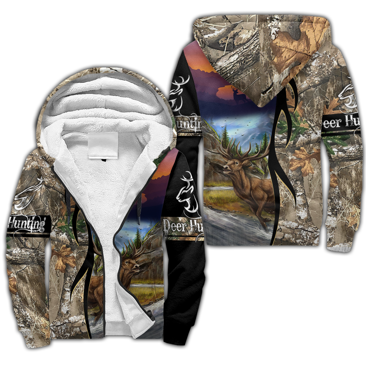 Deer Hunting 3D Over Printed Unisex Deluxe Hoodie ML