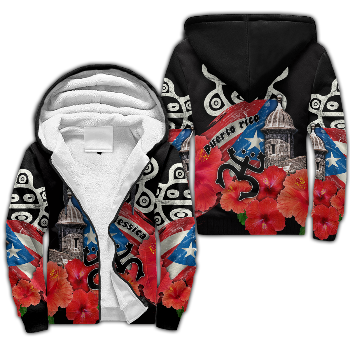 Customize Name Sol Taino Puerto Rico 3D All Over Printed For Men And Women Fleece Zip-up Hoodie MH23022103