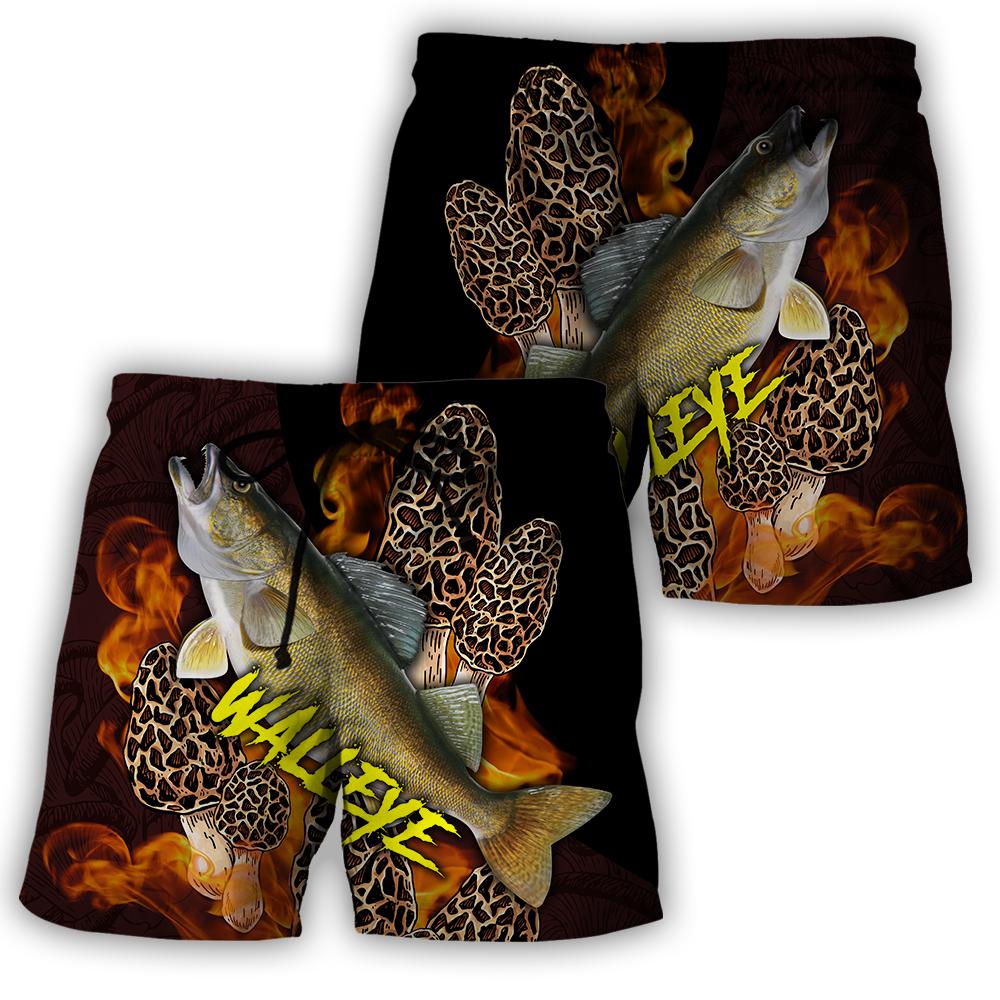 Walleye Fishing with morels mushrooms 3D all over printing shirts for men and women TR250201 - Amaze Style™-Apparel