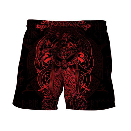 Vikings - The Raven Red of Odin Tattoo-Apparel-HP Arts-Shorts-S-Vibe Cosy™