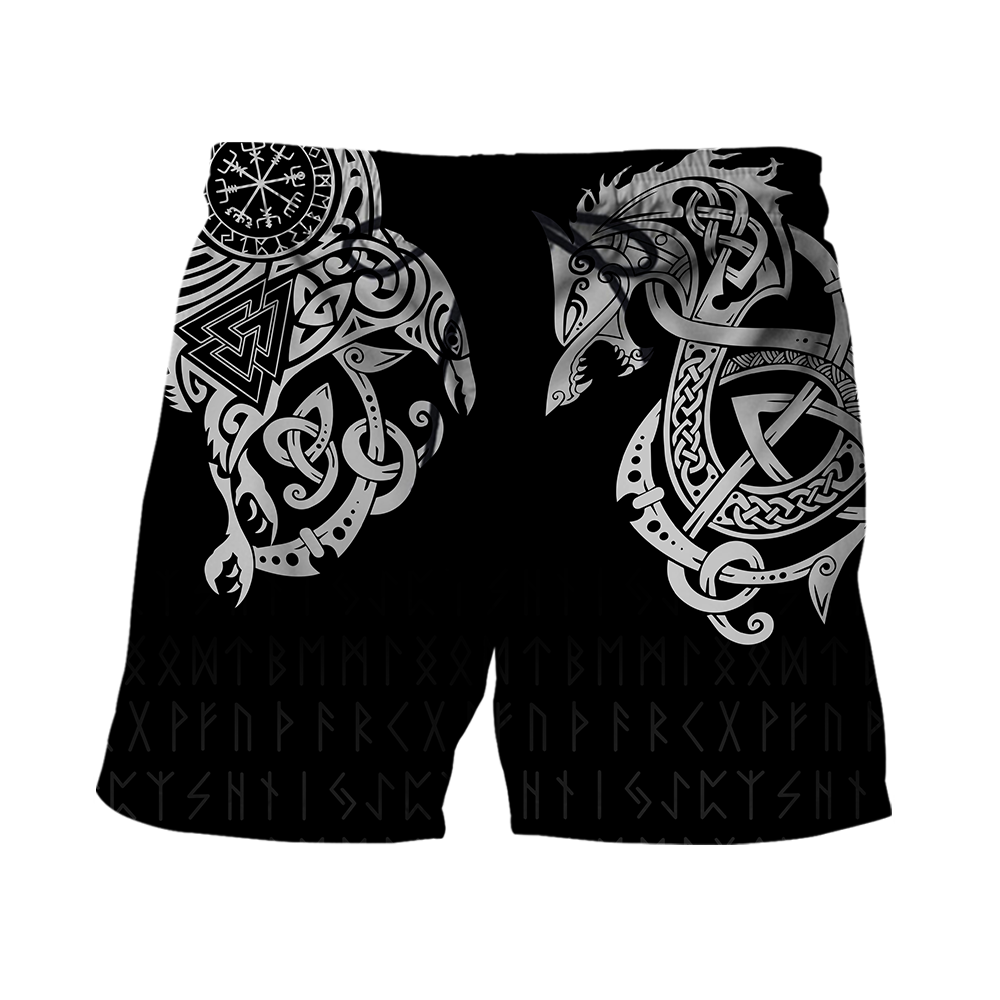Ragnarok Warrior Tattoo Fenrir and Odin Raven 3D All Over Print Hoodie
