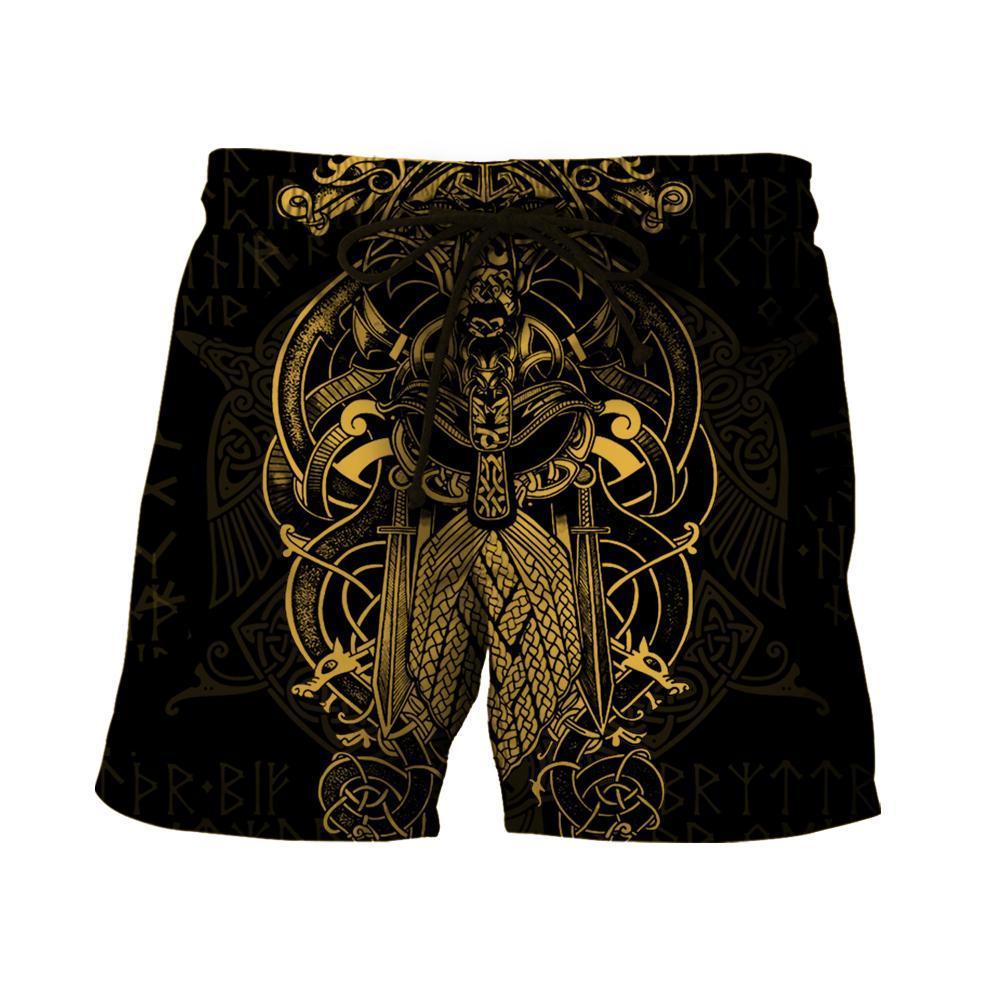 Vikings - The Raven Yellow of Odin Tattoo-Apparel-HP Arts-Shorts-S-Vibe Cosy™