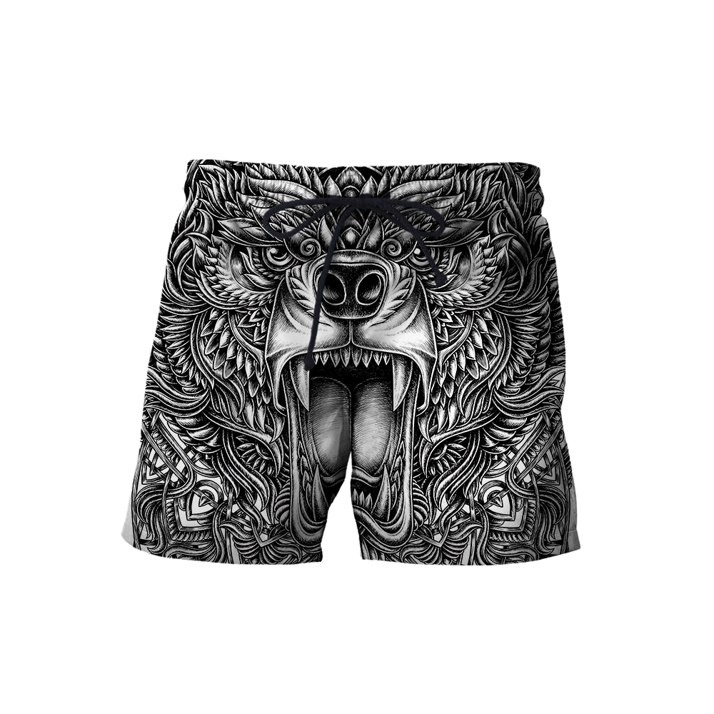 BEAR TATTOO 3D ALL OVER PRINTED SHIRTS FOR MEN AND WOMEN AZ071201 PL-Apparel-PL8386-Shorts-S-Vibe Cosy™