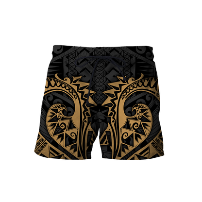 Samoa Polynesian Hoodie Gold Turtle Flowing 3d all over printed shirt and short for man and women AZ130201 PL-Apparel-PL8386-Shorts-S-Vibe Cosy™