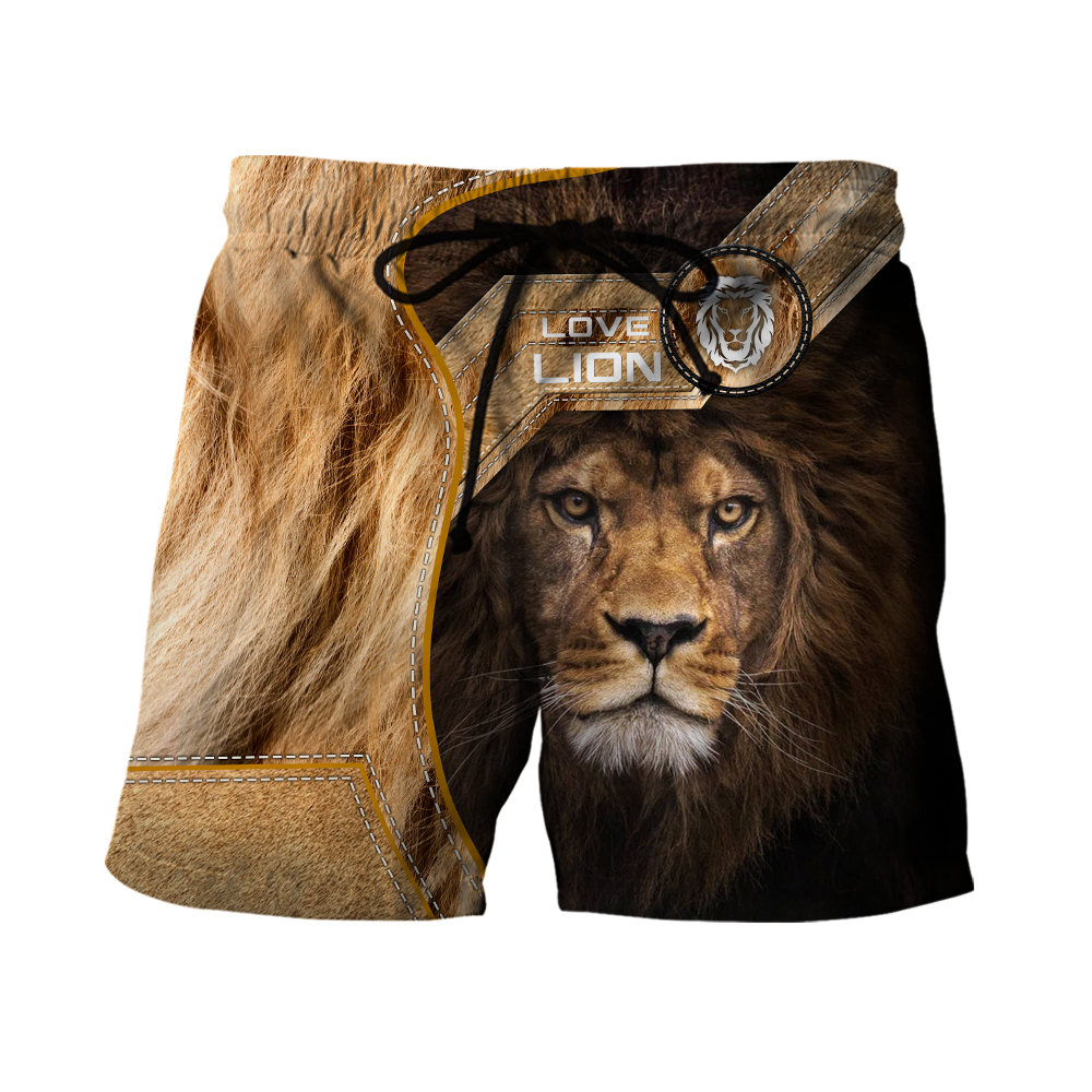 Love Lion 3D all over printed shirts for men and women TR1106201-Apparel-Huyencass-Shorts-S-Vibe Cosy™