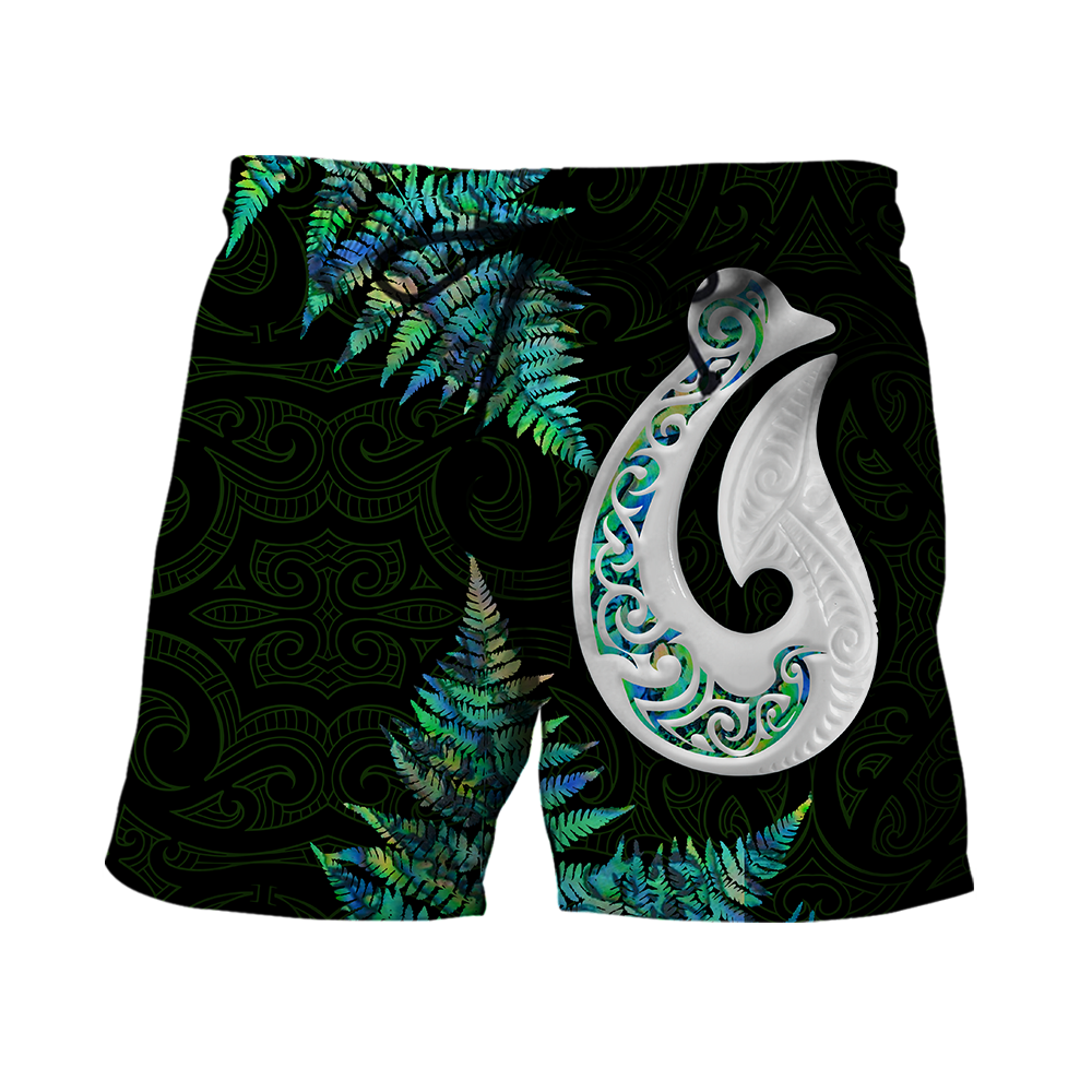 Hei Matau Fish Hook Silver Fern Maori Paua Shell Unisex Shirts