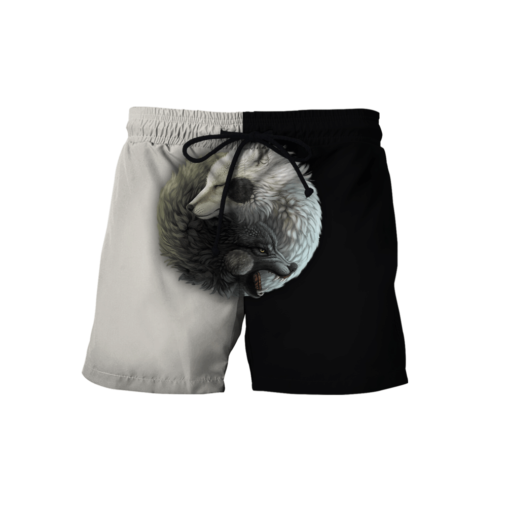 Wolf Yin and Yang 3D All Over Printed Unisex Deluxe Hoodie ML
