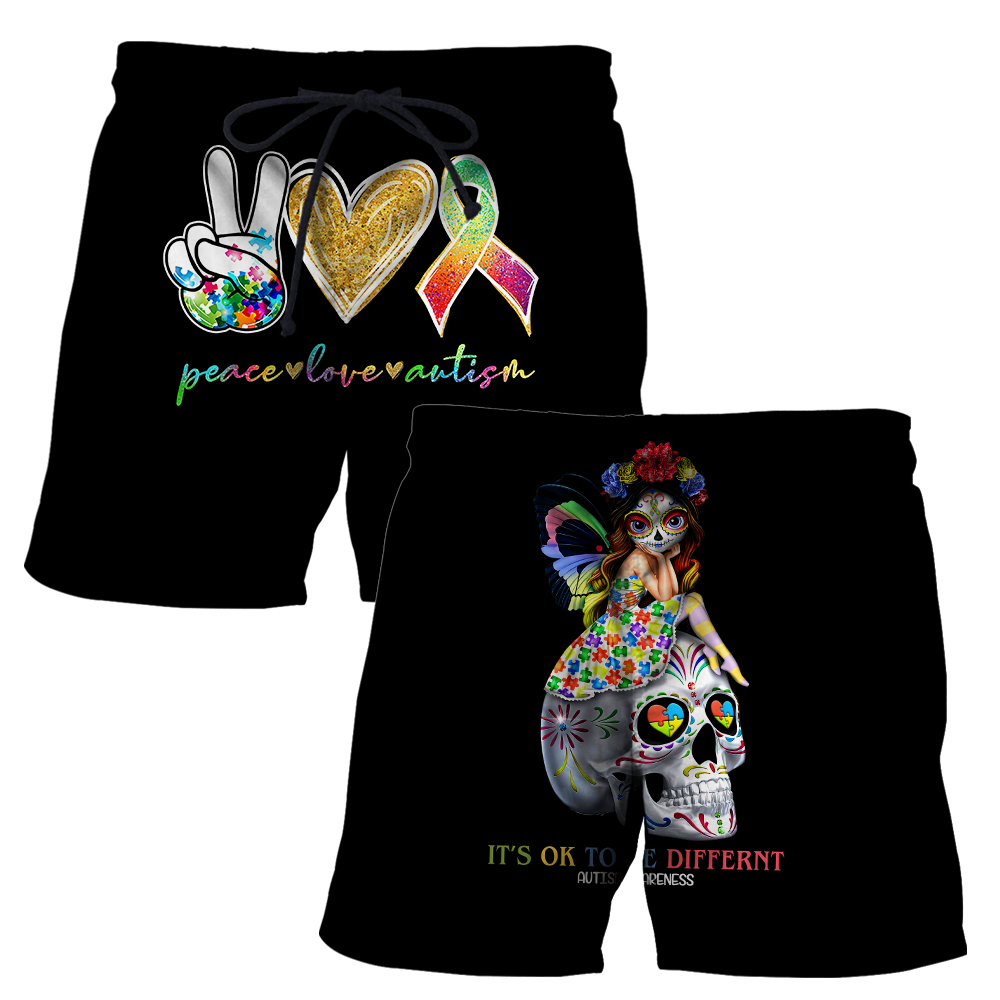 3D All Over Printed Autism Awareness -Cute Skull  Unisex Shirts XT
