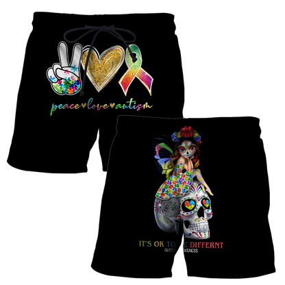 3D All Over Printed Autism Awareness -Cute Skull  Unisex Shirts XT