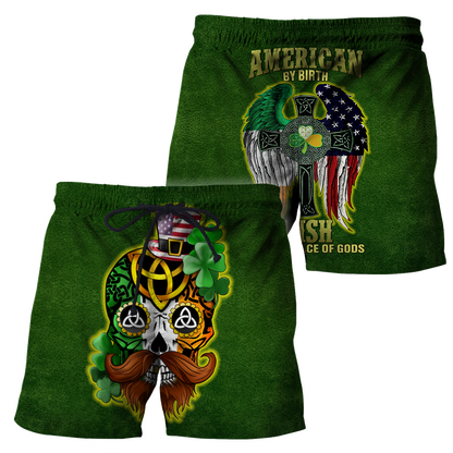 3D All Over Printed  Irish- American Skull  St Patrick Day Unisex Shirts