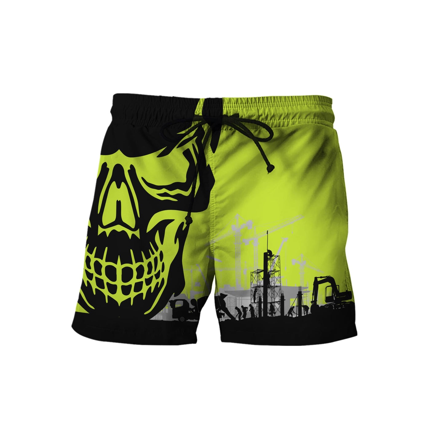 Concrete Finisher Site Skull Green Safety Custom name 3D Printed Shirts