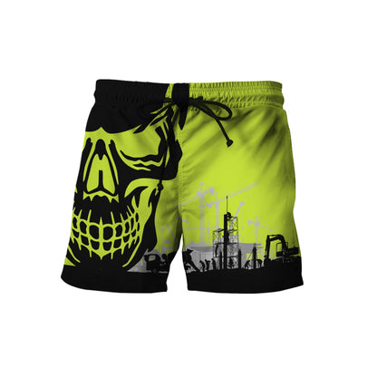 Concrete Finisher Site Skull Green Safety Custom name 3D Printed Shirts