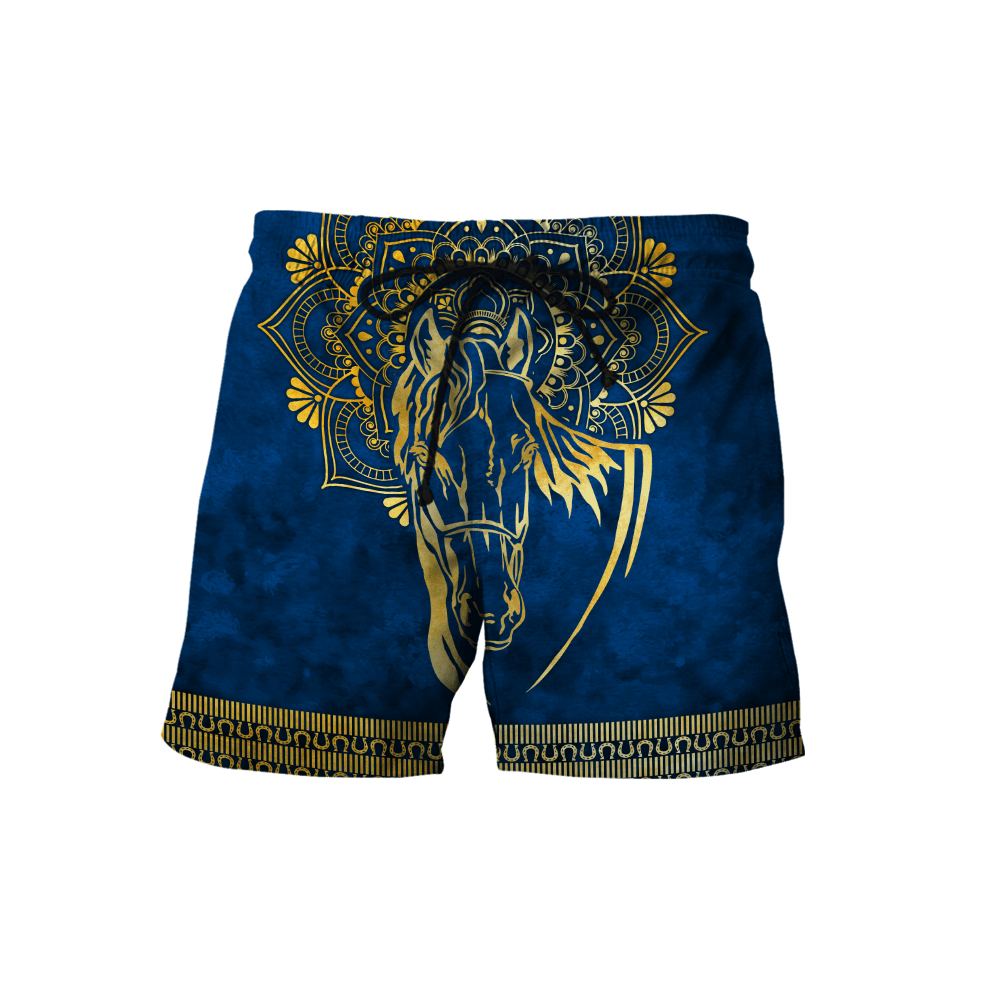 3D All Over Printed Horse Pattern in Blue Unisex Shirts XT  HHT27012102JJ