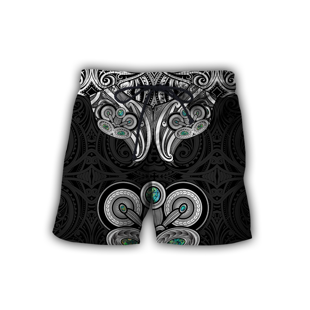 New Zealand Aotearoa Maori Tiki Silver Fern Paua Shell Unisex Deluxe Hoodie ML