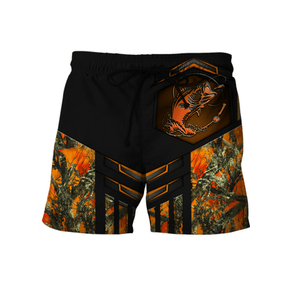 Custom name Fishing Orange Steel Camo 3D printed shirts