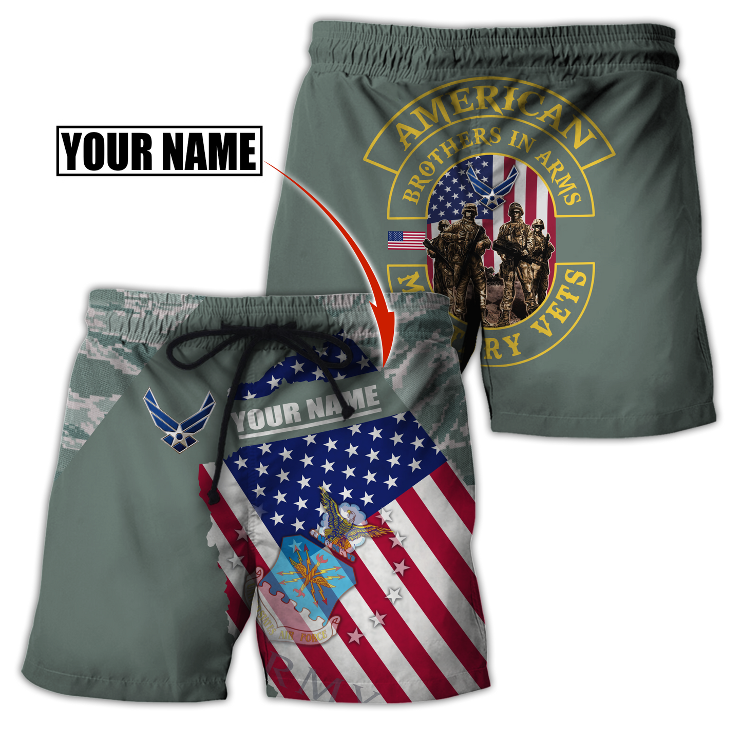 Custom name US Air Force Veteran Brothers in arms 3D print shirts