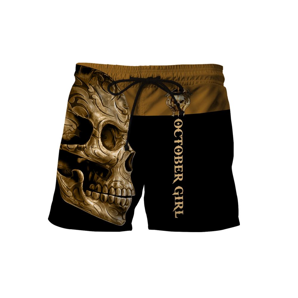 October Girl Skull 3D All Over Printed Shirts For Men and Women MH28062101