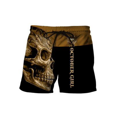 October Girl Skull 3D All Over Printed Shirts For Men and Women MH28062101