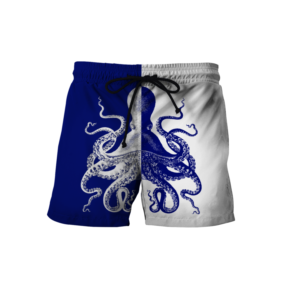 Premium Unisex Hoodie Blue And White Kraken Octopus King of The Seven Seas ML