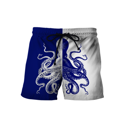 Premium Unisex Hoodie Blue And White Kraken Octopus King of The Seven Seas ML