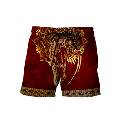 3D All Over Printed Horse Pattern in Red Unisex Shirts XT
