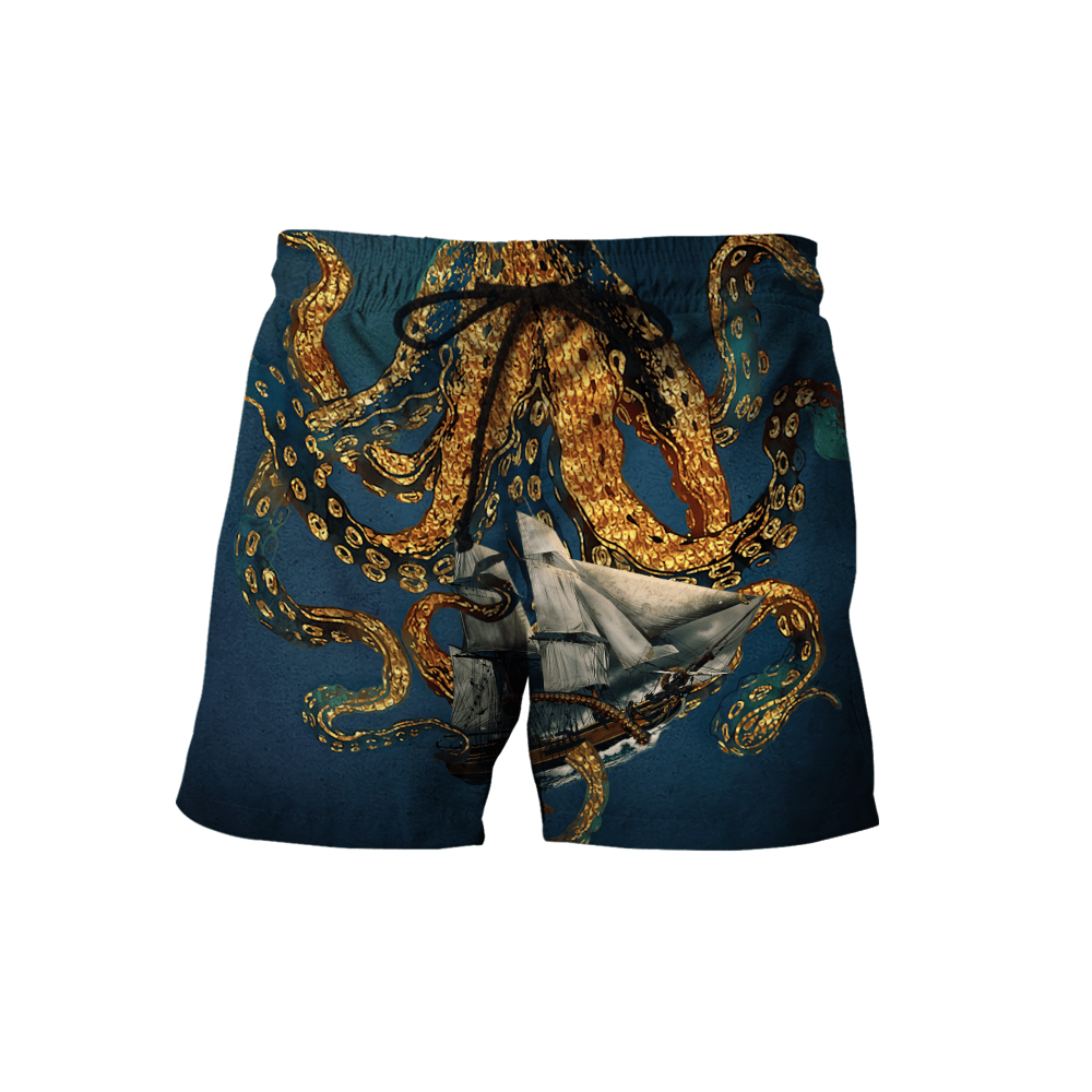 Premium Unisex Hoodie Black And White Kraken Octopus King of The Seven Seas ML