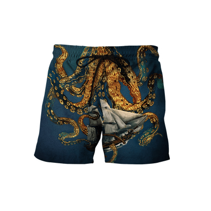Premium Unisex Hoodie Black And White Kraken Octopus King of The Seven Seas ML