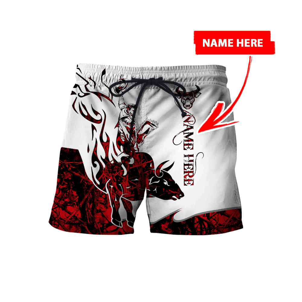 Personalized Name Bull Riding 3D All Over Printed Unisex Shirts Red Tattoo