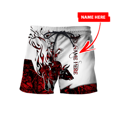 Personalized Name Bull Riding 3D All Over Printed Unisex Shirts Red Tattoo