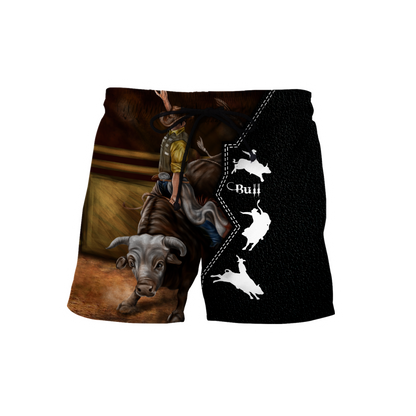 Personalized Name Bull Riding 3D All Over Printed Unisex Shirts Black Leather Texture