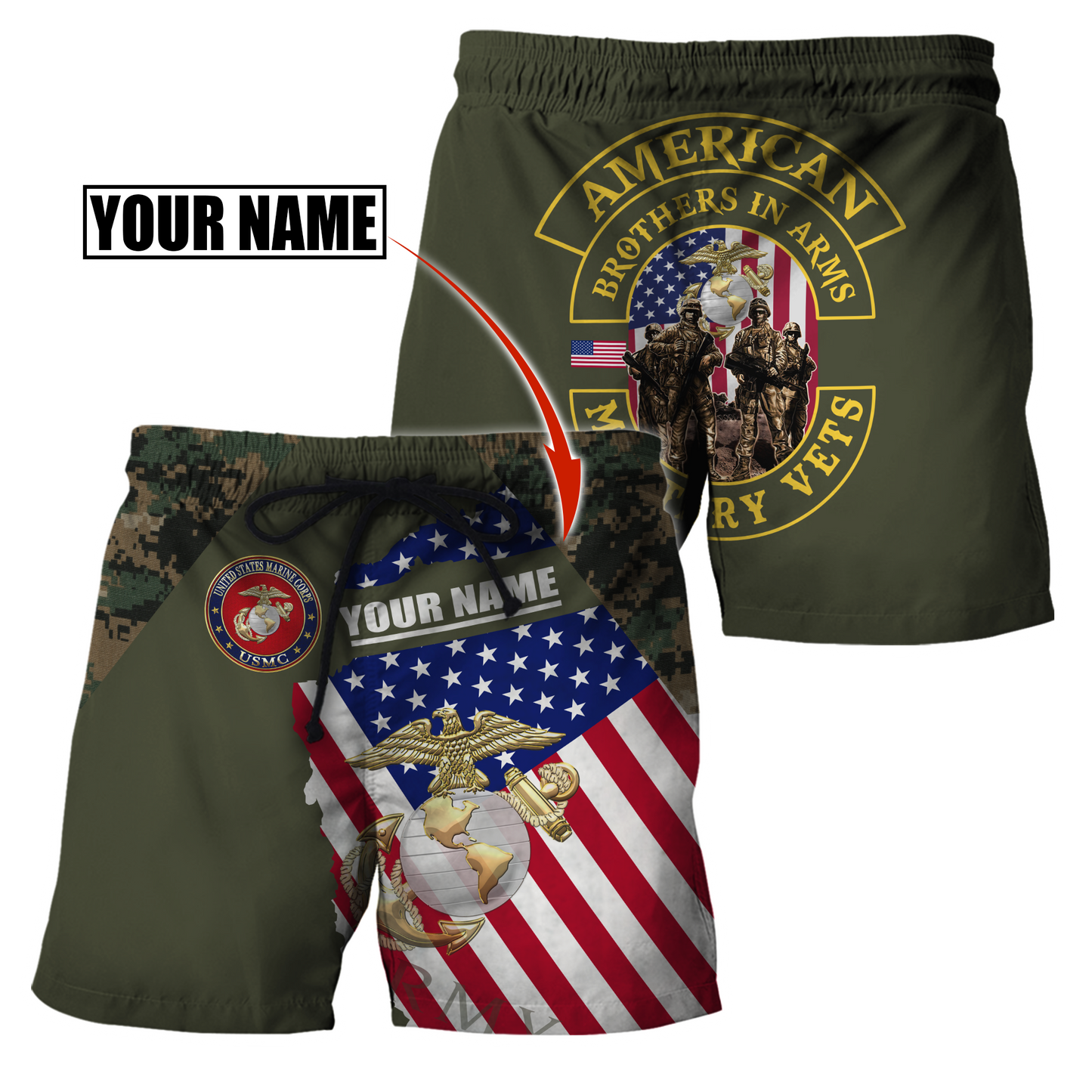 Custom name US Marine Corps Veteran Brothers in arms 3D print shirts