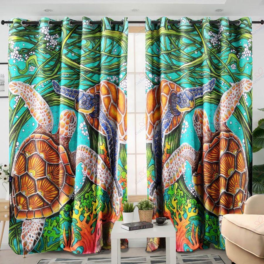 A Couple Of Sea Turtle Real Love Window Curtains SU160602-Curtains-SUN-52'' x 63''-Vibe Cosy™