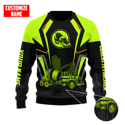 Concrete Mixer Green Customized name Concrete Finisher 3D Printed Shirts