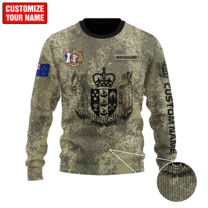 Custom Name New Zealand Aotearoa Coat Of Arm Army 3D All Over Printed Unisex Shirts