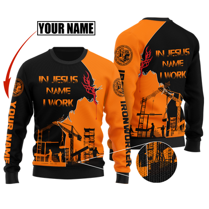 Personalized Ironworker In Jesus Name I Work 3D Printed Unisex Shirts TN