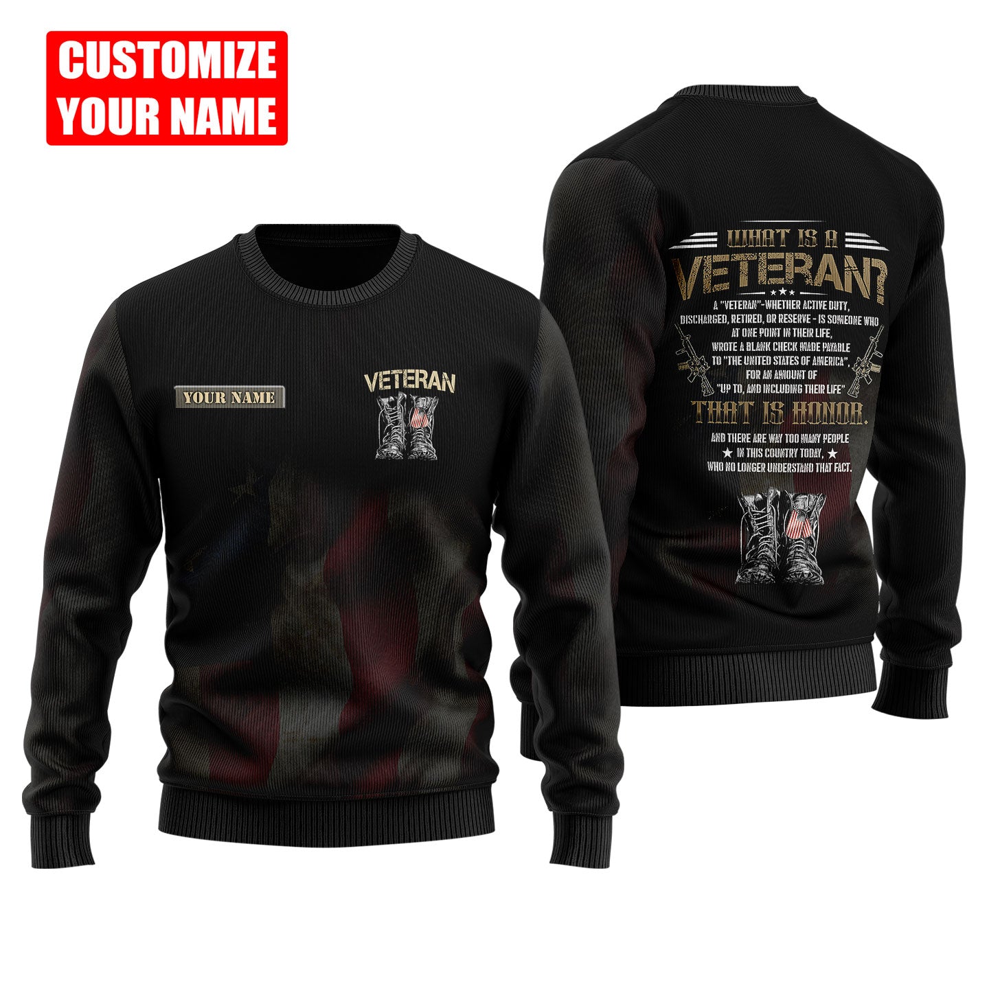 Custom Name US Veteran 3D All Over Printed Unisex Shirts